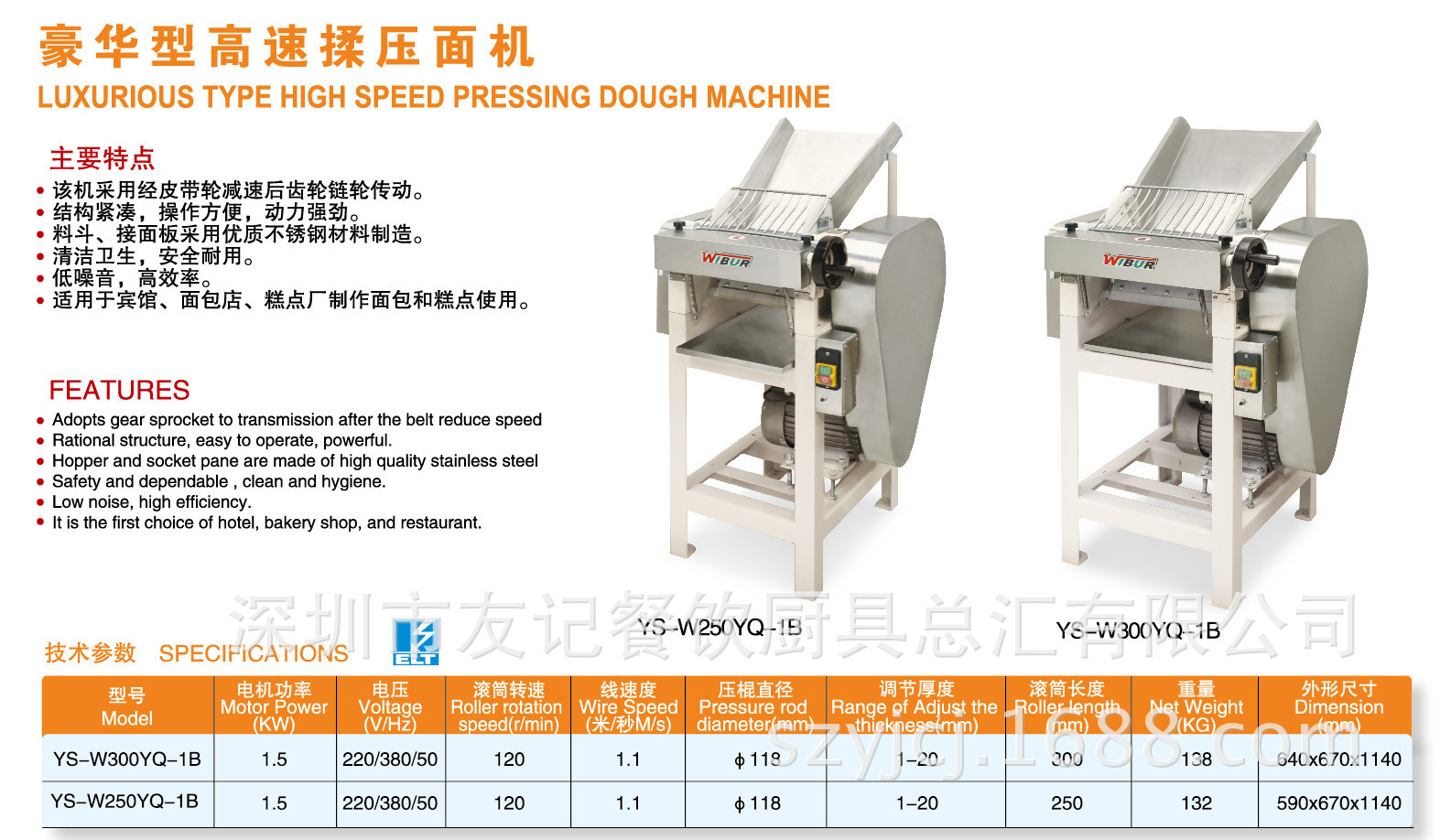 友記廚具大型商用高速揉壓面機立式面條機 臥式面條機 臺式面條機