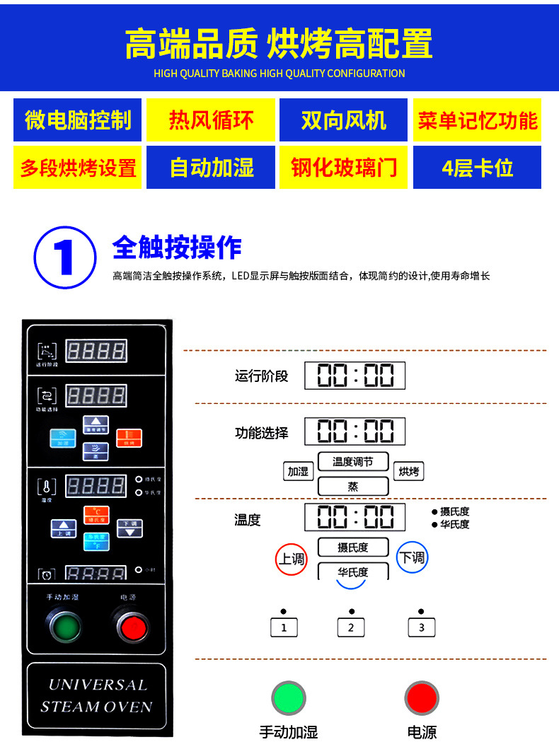 全自動萬能烤箱商用多功能蒸烤箱熱風循壞電烤箱西餐烤箱披薩烤爐