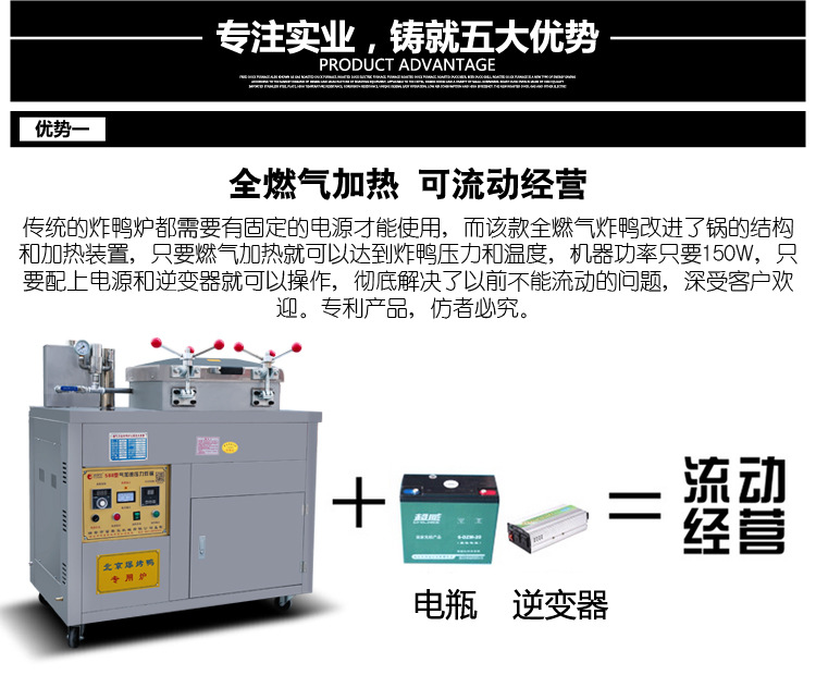 福家寶588商用京式燃氣爆烤鴨爐炸鴨爐炸雞茶油鴨饞嘴鴨蒸香鴨機