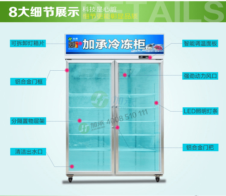 冷鮮肉凍丸子食品展示冰柜冷柜單溫風冷冷凍柜餃子柜