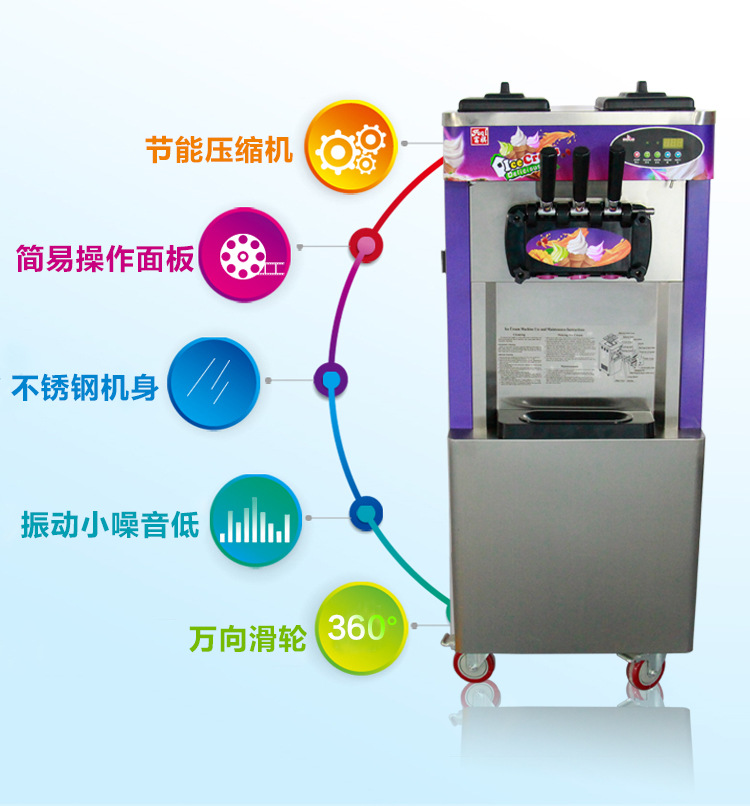 商用立式冰淇淋機富祺全自動冰激凌機器商用三色雪糕機軟冰激凌機