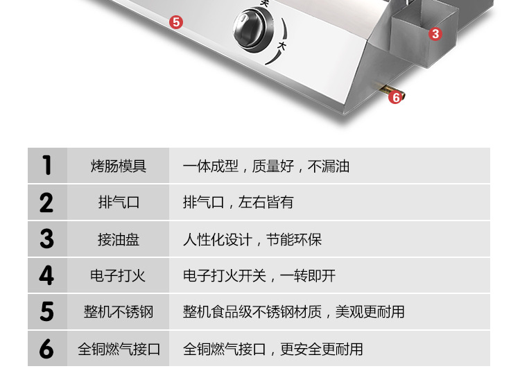 奇博士霍氏秘制烤腸機商用14管熱狗機烤香腸機小吃設備燃氣烤腸機