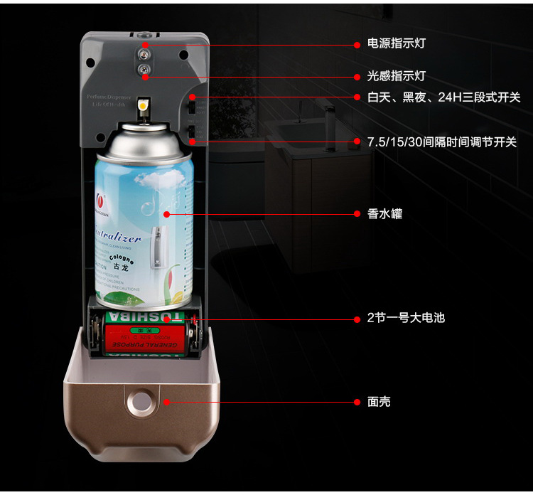 塑料定時自動噴香機酒店衛生間加香擴香機廁所除味空氣清新機