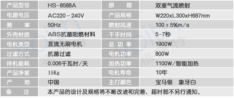 上海五星酒店干手器/進口烘手機HS-8588A食品廠/制藥廠干手機